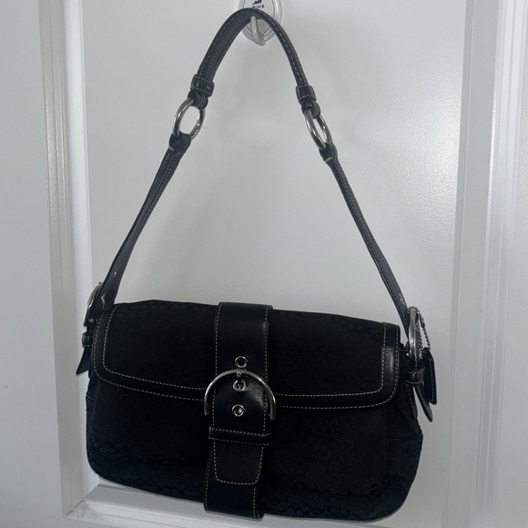 Coach Black Canvas and Leather Logo Purse No. F05U-1463 Vintage Y2K - Picture 3 of 10